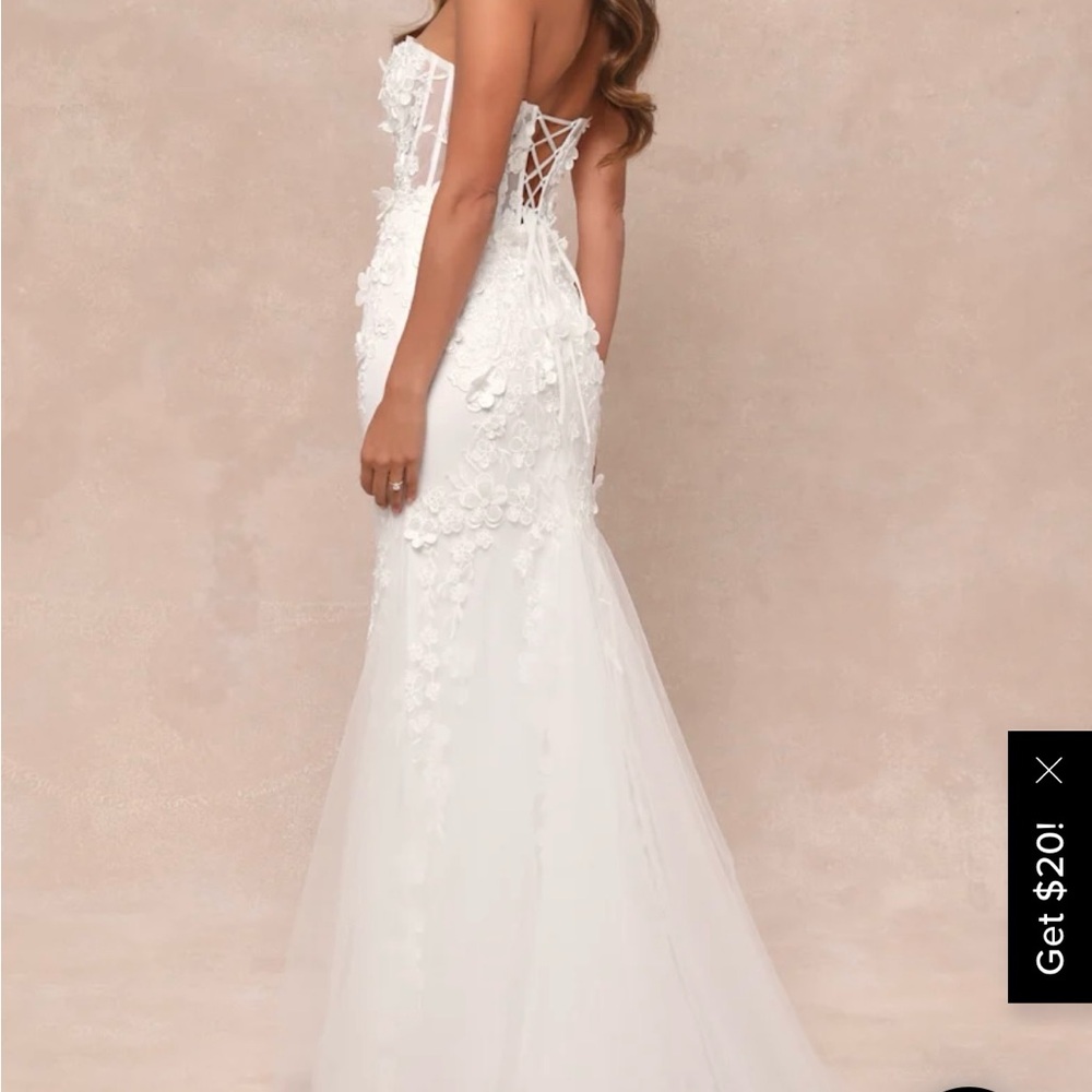 NWT Elegant White Strapless Floral Wedding Dress XL - Picture 3 of 4